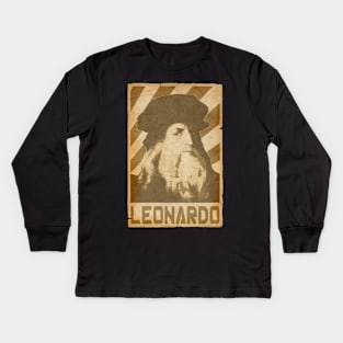 Leonardo Da Vinci Retro Propganda Kids Long Sleeve T-Shirt